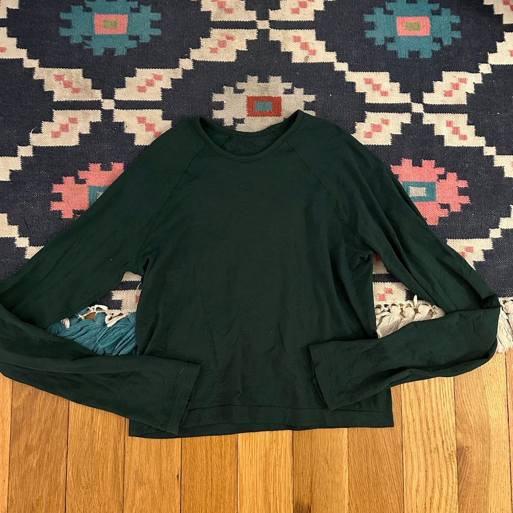 Dark Green Athletic Long Sleeve Top